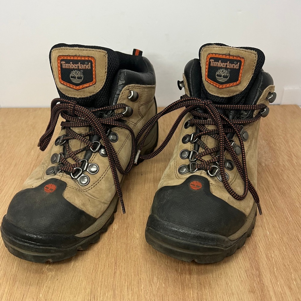 Timberland Trailer Women 6.5 Tan Waterproof Leather Hiking Boots Camping Outdoor